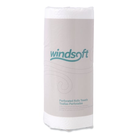 Windsoft Perforated Roll Paper Towels, 2 Ply, 85 Sheets, 61 ft, White WIN122085RL